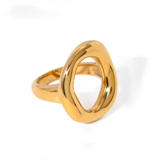 Gold geo ring M382 - Picture 1 of 5